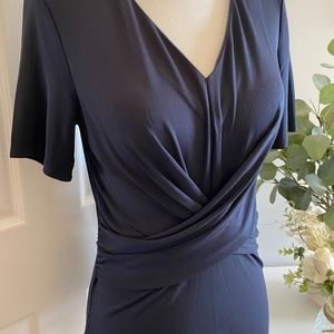 Ann Taylor short sleeve navy blue wrap top, size XS, never worn